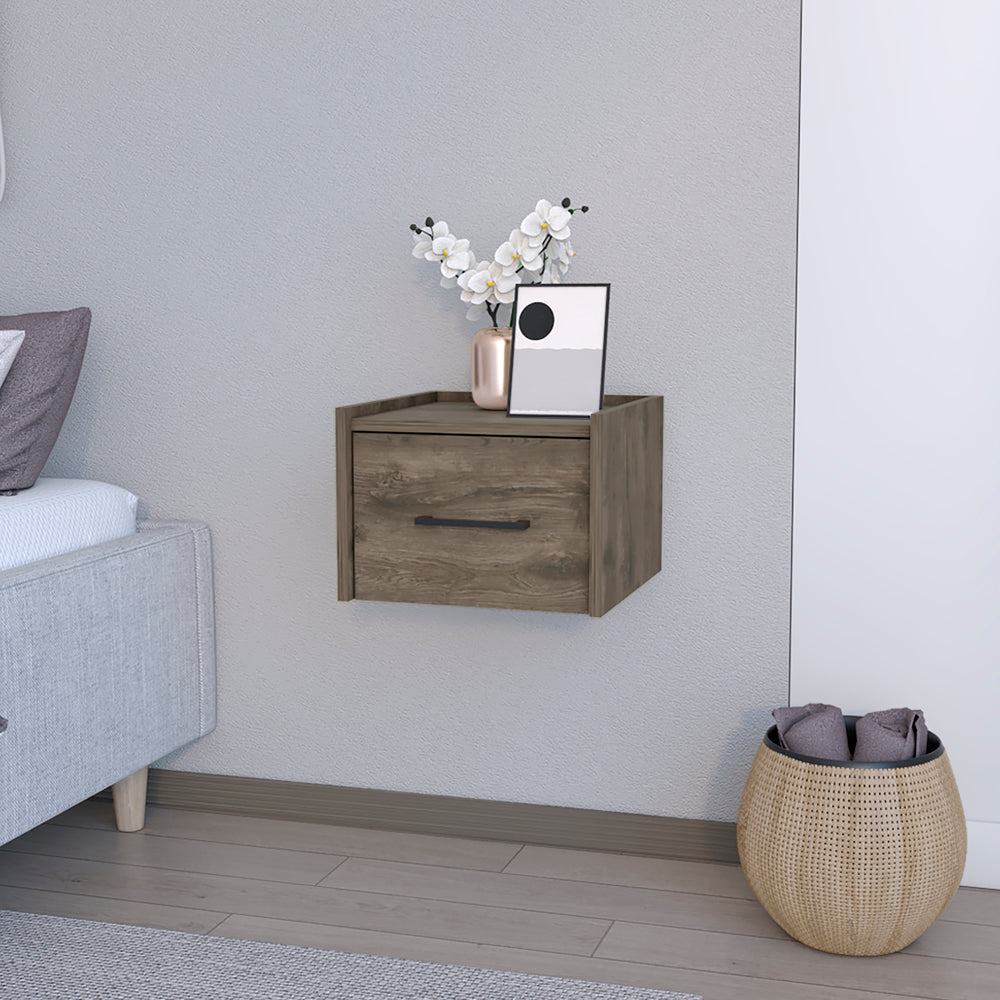 Floating Nightstand Calion, Bedroom, Dark Brown Dark Brown Particle Board Engineered Wood