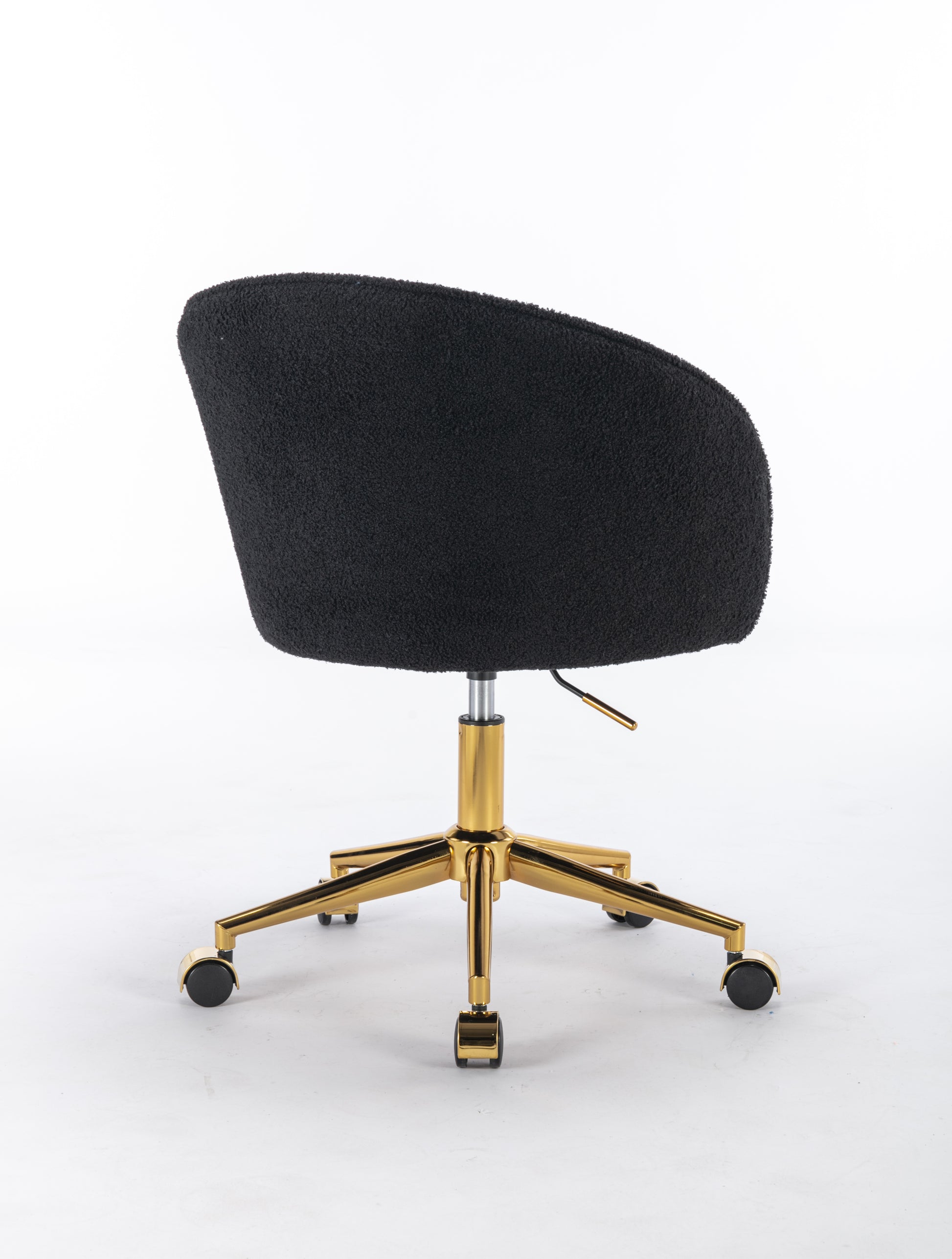 Hengming Golden Foot Office Chair, Modern Armchair, Height Adjustable, Rotary Cosmetic Chair, For Bedroom,Set Of 1 Black Wool