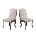 Dining Chair Set Of 2 Beige Fabric