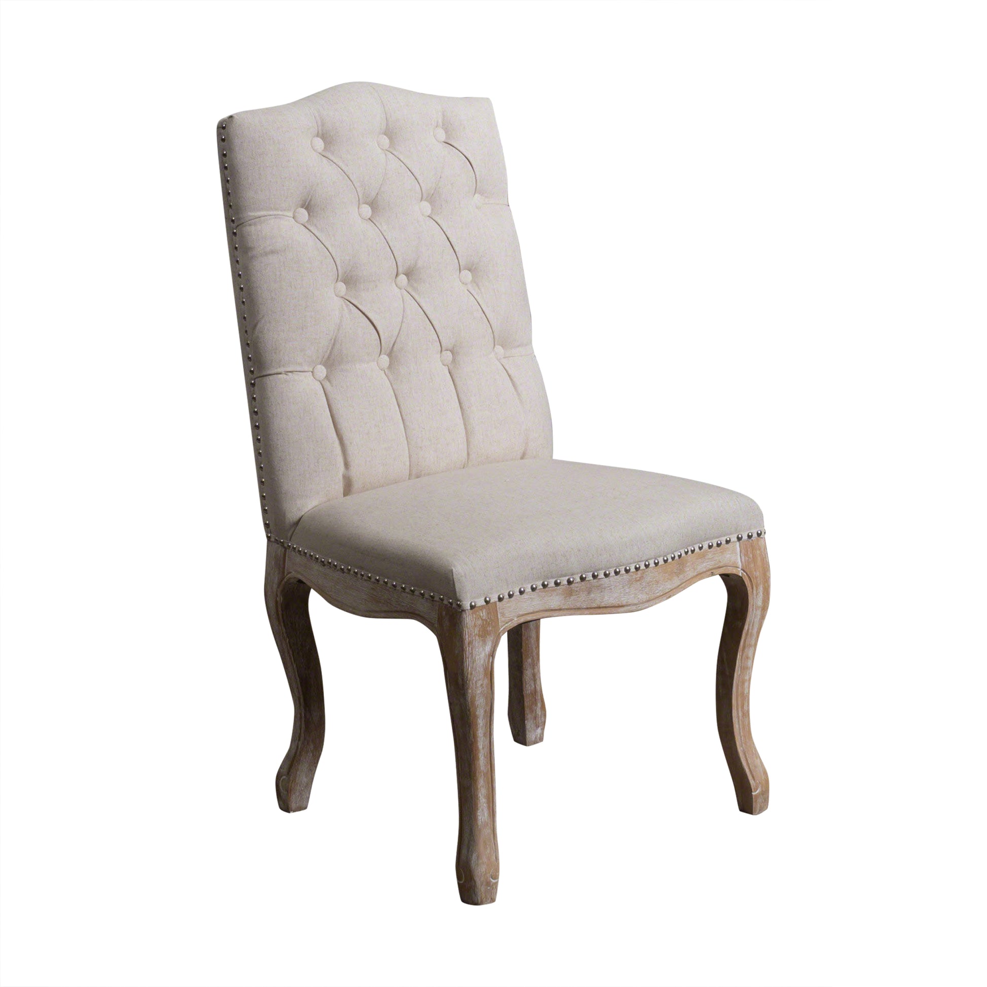 Dining Chair Set Of 2 Beige Fabric