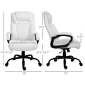 Big And Tall 400Lbs Executive Office Chair With Wide Seat, Computer Desk Chair With High Back Pu Leather Ergonomic Upholstery, Adjustable Height And Swivel Wheels, White White Faux Leather