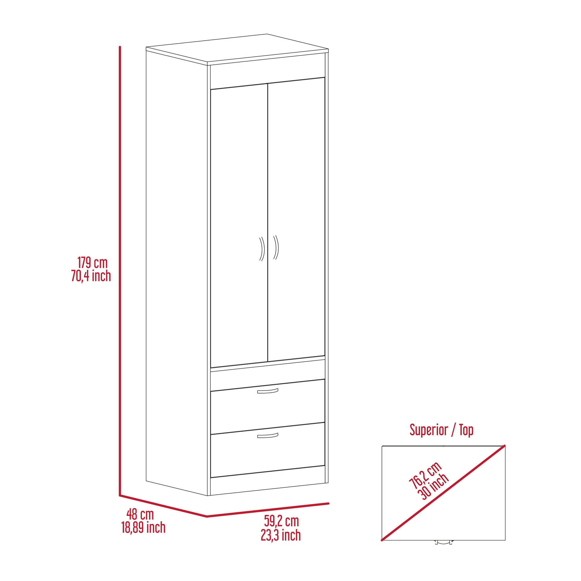 Armoire Tarento, Bedroom, Light Gray Light Gray Particle Board Engineered Wood