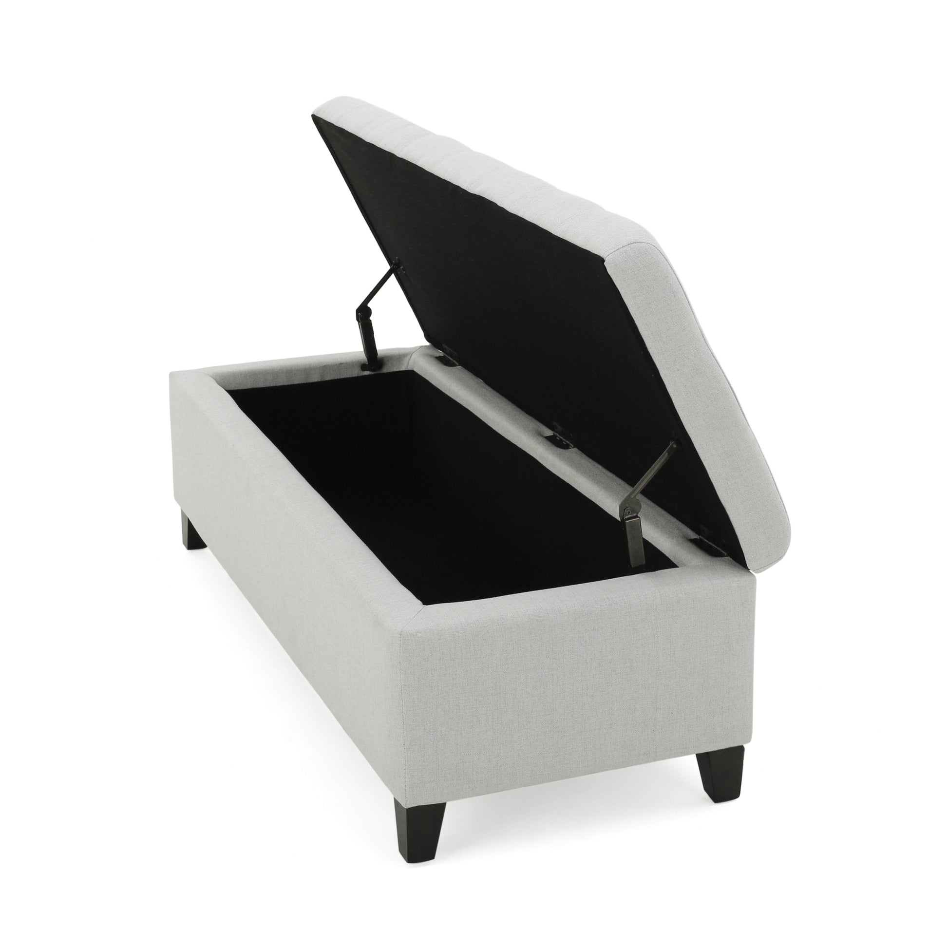 Storage Ottoman Light Grey Fabric