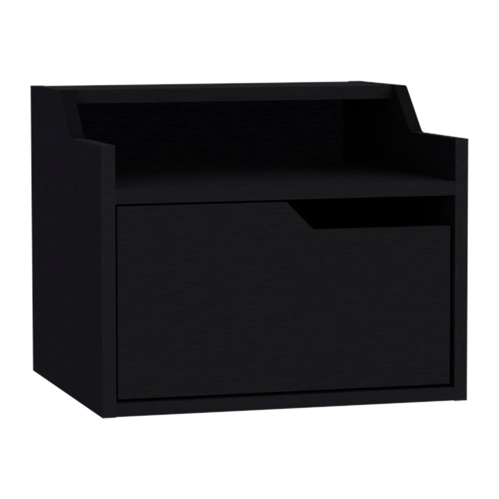 Floating Nightstand Chester, Bedroom, Black Black Particle Board Engineered Wood