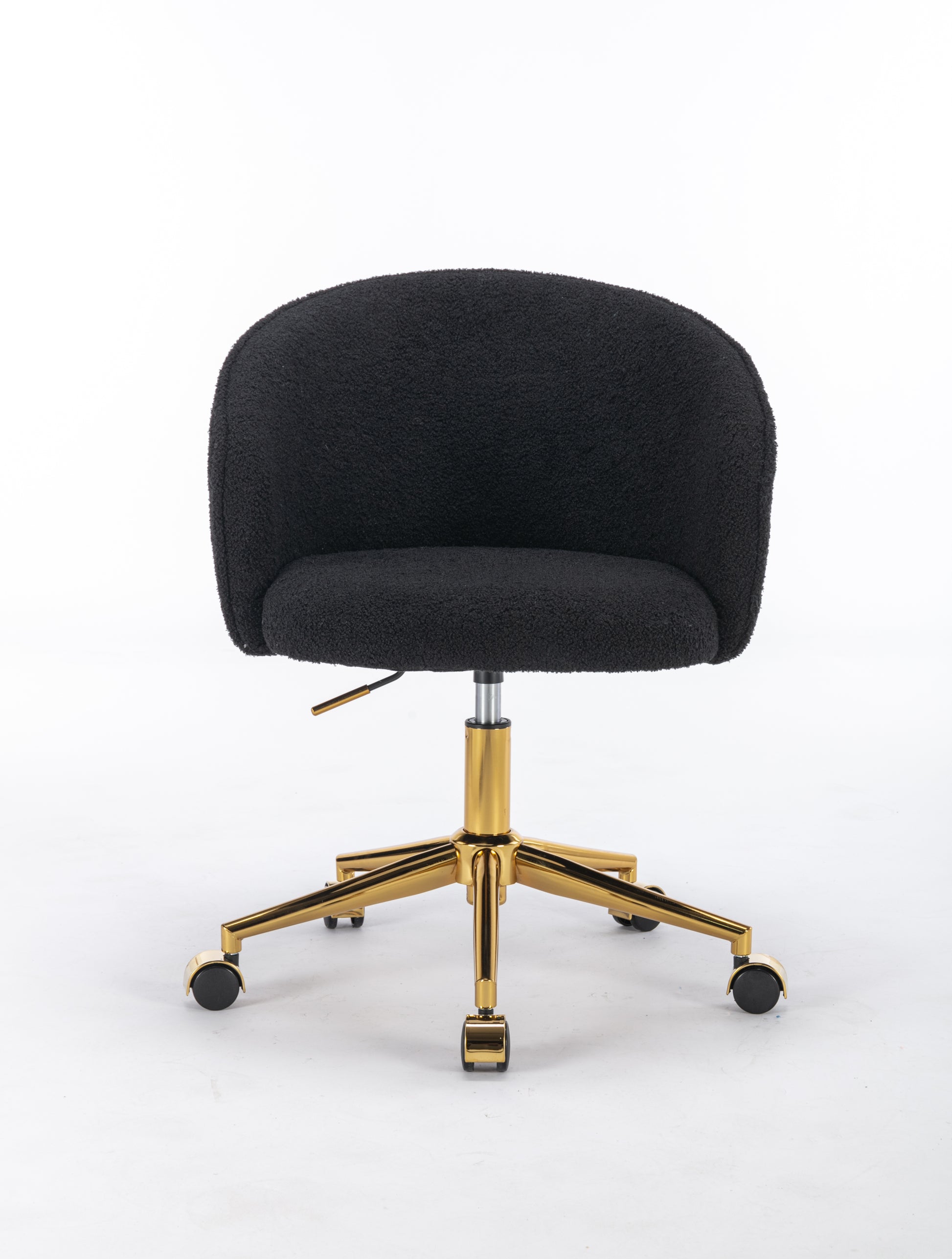 Hengming Golden Foot Office Chair, Modern Armchair, Height Adjustable, Rotary Cosmetic Chair, For Bedroom,Set Of 1 Black Wool