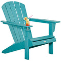 Hdpe All Weather Outdoor Adirondack Chair With Cup Holder, Fire Pit Chair For Backyard, Deck, Lawn, Garden, 330Lbs Capacity, Light Blue Blue Hdpe