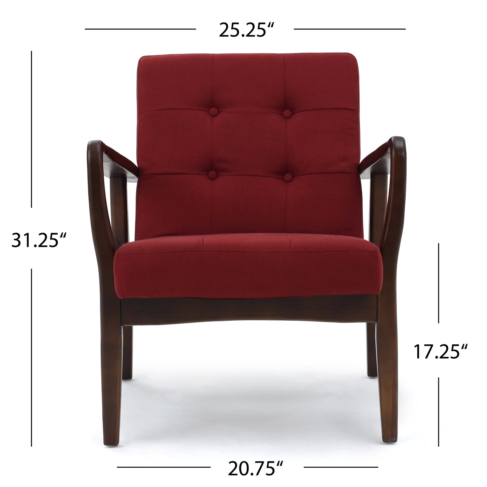 Deep Red Fabric Mid Century Modern Club Chair Red Fabric