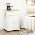Rolling Kitchen Island Cart, Portable Serving Trolley Table With Drawer, Adjustable Shelf And 2 Towel Racks, Cream White Cream White Mdf