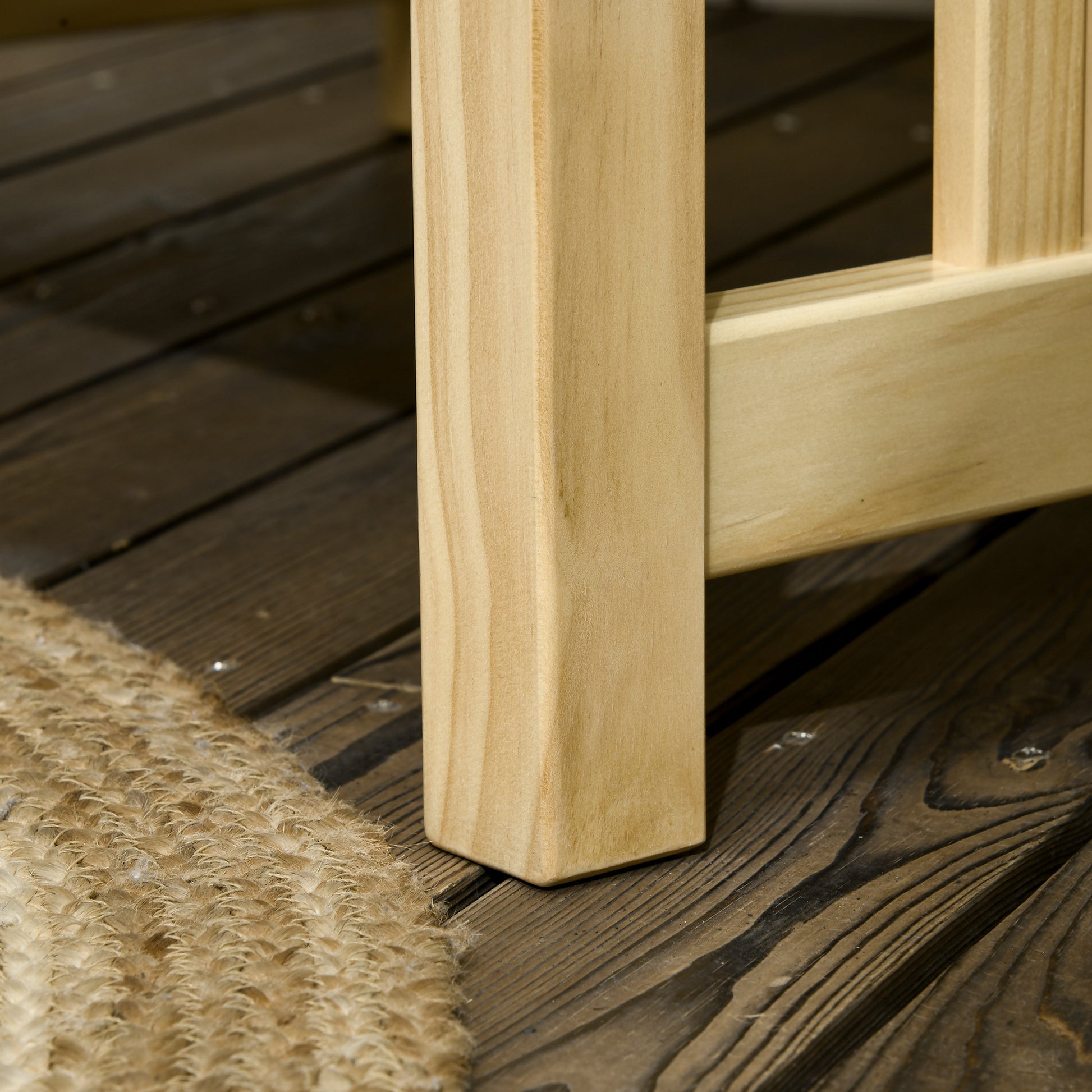 Patio Furniture Set, Wood Outdoor Patio Chair With Ottoman, 2 Piece Cushioned Outdoor Lounge Chair, Sofa Chair With Footrest, Beige Natural Wood