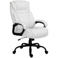 Big And Tall 400Lbs Executive Office Chair With Wide Seat, Computer Desk Chair With High Back Pu Leather Ergonomic Upholstery, Adjustable Height And Swivel Wheels, White White Faux Leather