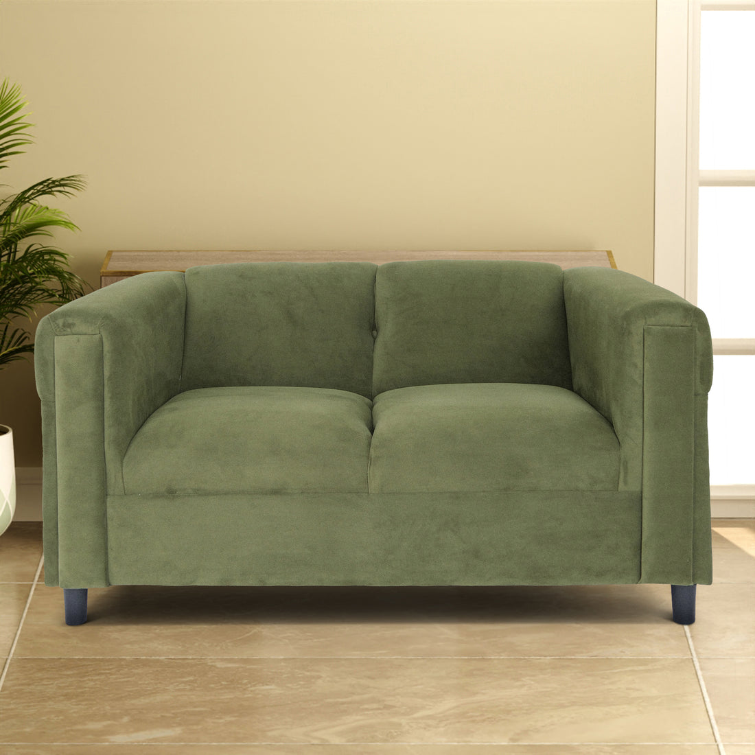 Green Suede Loveseat Sofa For Living Room, Modern D Cor Beautiful Seat Mini Small Couches For Small Spaces And Bedroom With Solid Wood Frame Green Wood Foam Suede