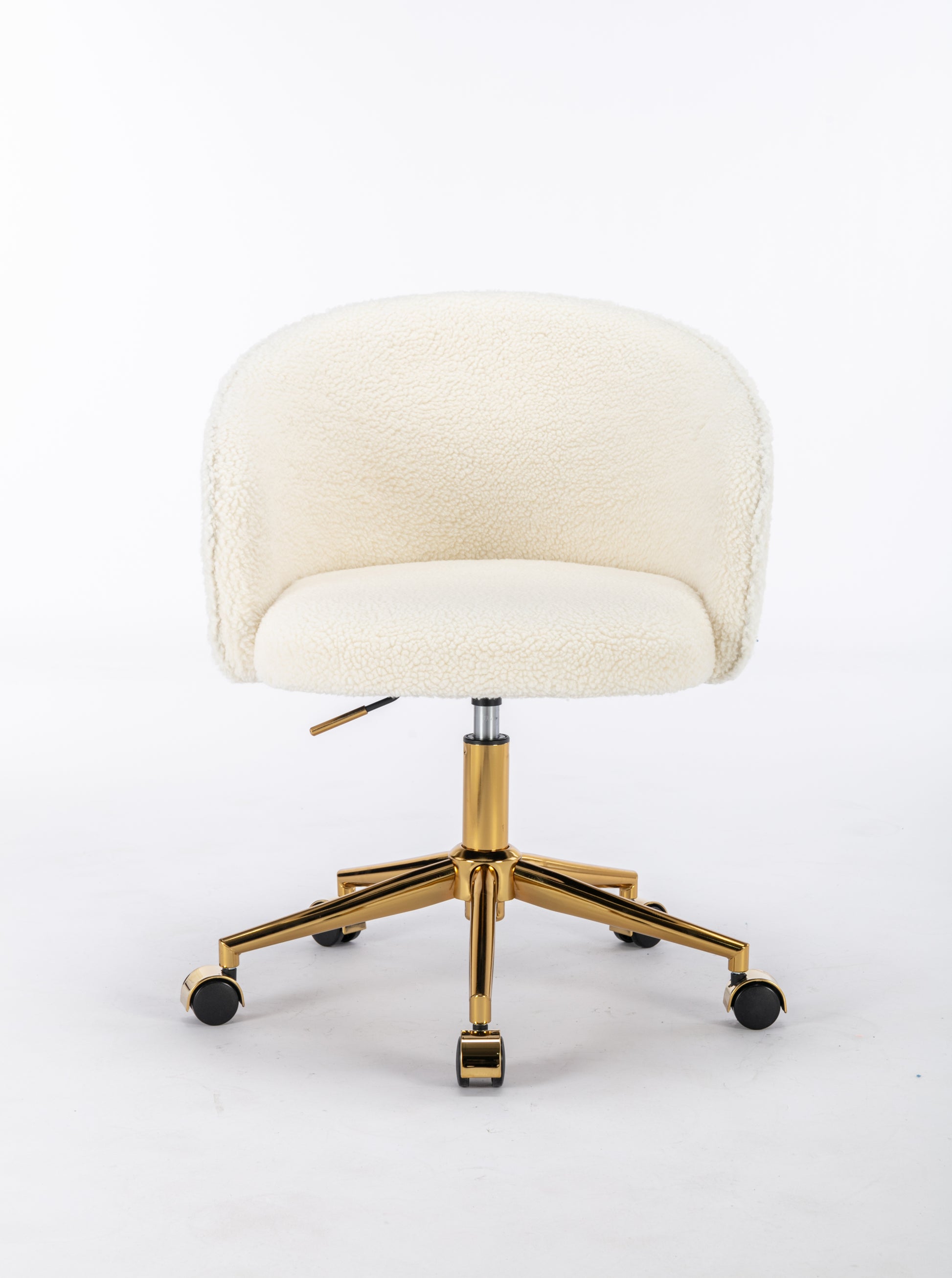 Hengming Golden Foot Office Chair, Modern Armchair, Height Adjustable, Rotary Cosmetic Chair, For Bedroom,Set Of 1 White Wool