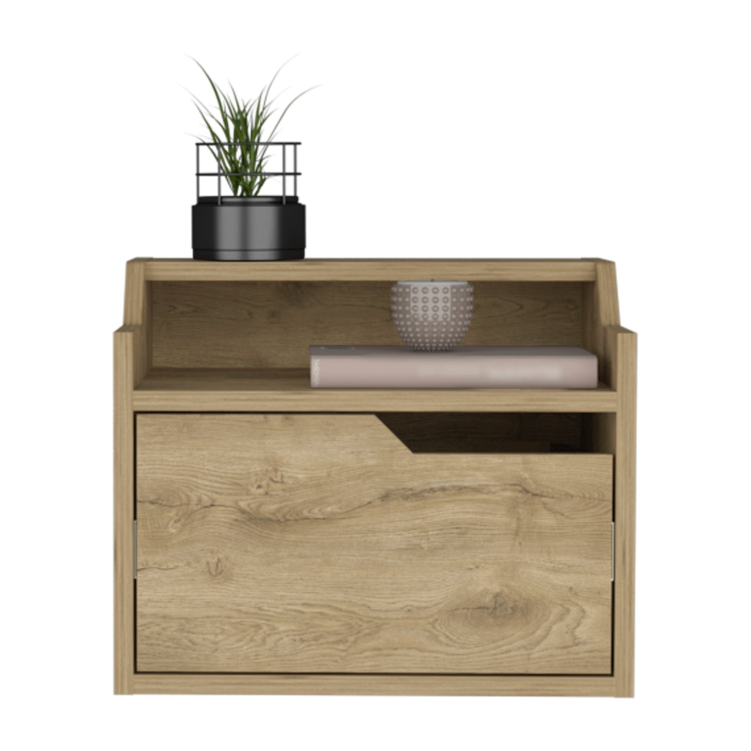 Floating Nightstand Chester, Bedroom, Macadamia Beige Particle Board Engineered Wood
