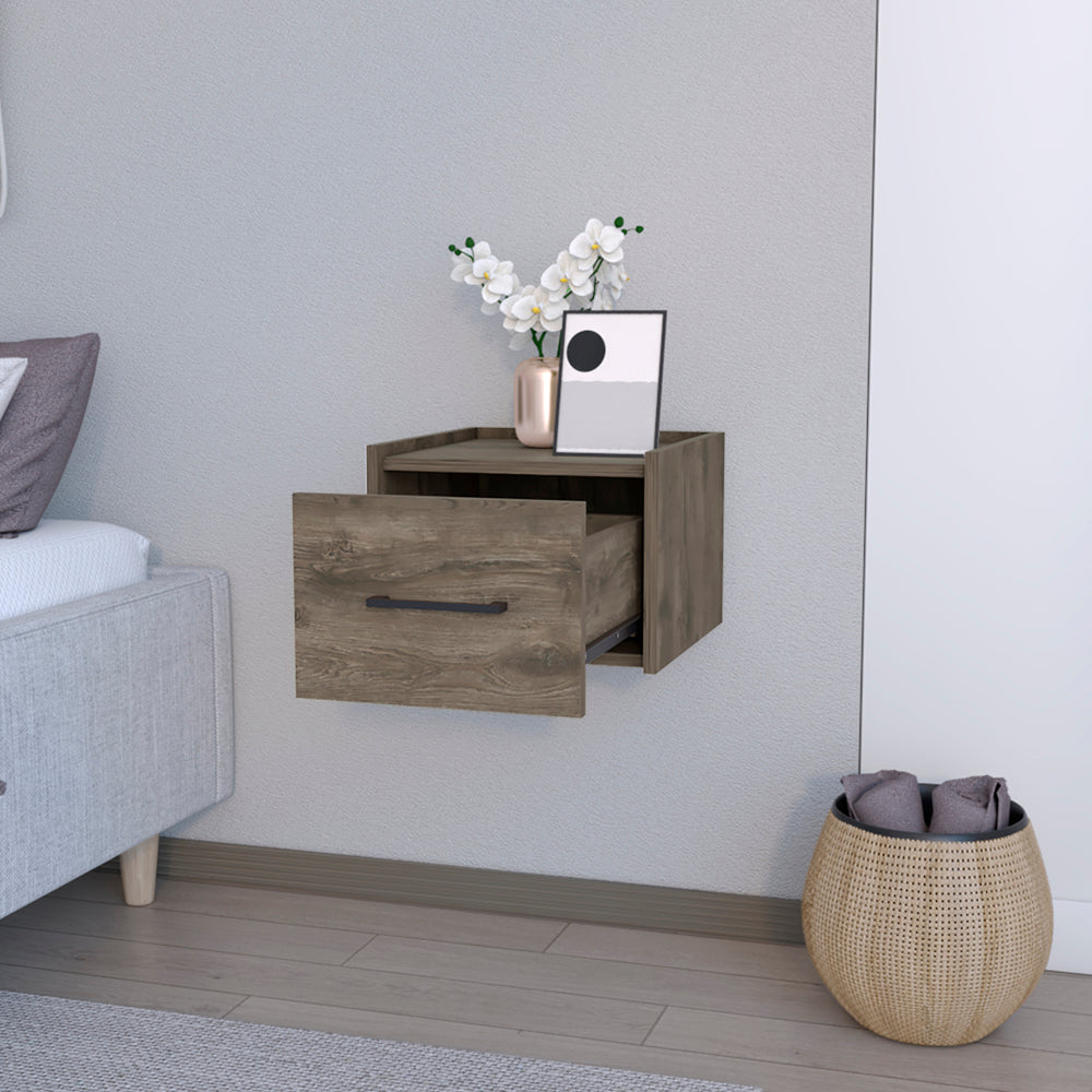 Floating Nightstand Calion, Bedroom, Dark Brown Dark Brown Particle Board Engineered Wood