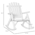 Outdoor Wooden Rocking Chair, Rustic Adirondack Rocker With Slatted Seat, High Backrest, Armrests For Patio, Garden, And Porch, Large, White White Wood