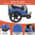 2 In 1 Double 2 Seat Bicycle Bike Trailer Jogger Stroller For Kids Children Foldable Collapsible W Pivot Front Wheel Blue Gray Fabric Steel