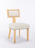 Heng Ming T Back Dining Chair, With Rivet Decoration Adjustment Mat, Suitable For Dining Room, Kitchen, Balcony, Bedroom,Set Of 2 Beige Fabric