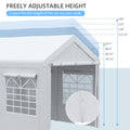 10' X 20' Party Tent And Carport, Height Adjustable Portable Garage, Outdoor Canopy Tent 8 Legs With Sidewalls For Car, Truck, Boat, Motorcycle, Bike, Garden Tools, White White Steel