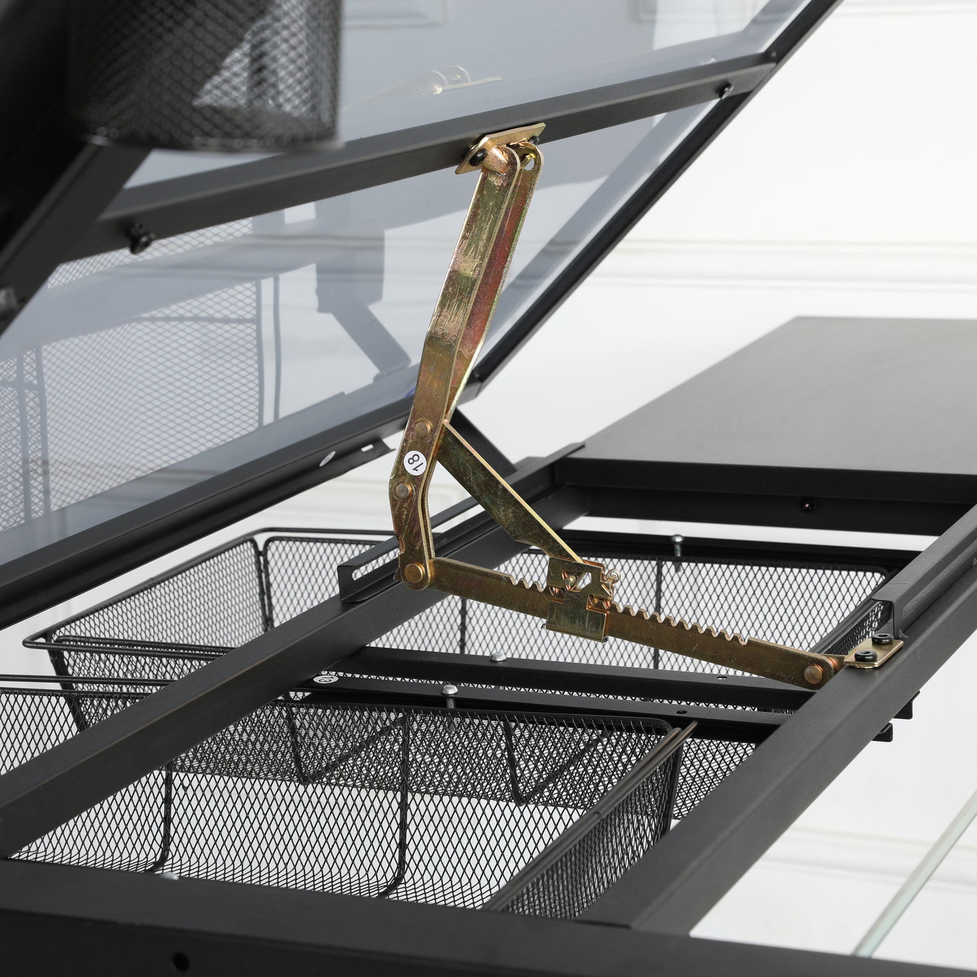 Hand Crank Adjustable Drafting Table Drawing Desk With 2 Metal Drawers Black With Stool Black Tempered Glass Sheet Metal Plastic