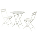 3 Piece Patio Bistro Set Of Foldable Square Table And Chairs, White No White Metal