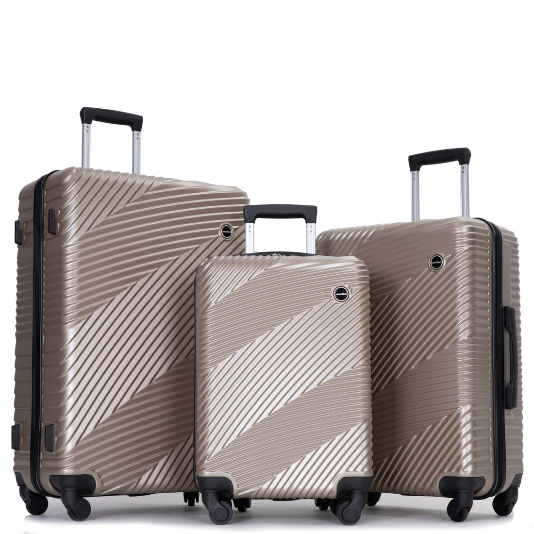 3 Piece Luggage Sets Pc Abs Lightweight Suitcase With Two Hooks, Spinner Wheels, 20 24 28 Gold Gold Abs Pc
