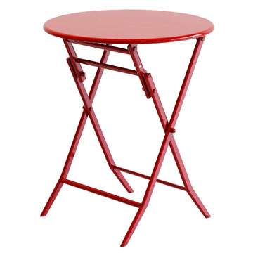 3 Piece Patio Bistro Set Of Foldable Round Table And Chairs, Red No Red Metal