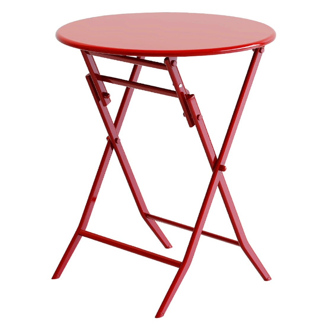3 Piece Patio Bistro Set Of Foldable Round Table And Chairs, Red No Red Metal