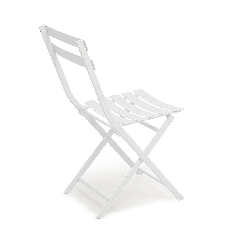 3 Piece Patio Bistro Set Of Foldable Square Table And Chairs, White No White Metal