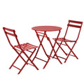 3 Piece Patio Bistro Set Of Foldable Round Table And Chairs, Red No Red Metal
