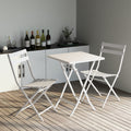 3 Piece Patio Bistro Set Of Foldable Square Table And Chairs, White No White Metal