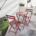 3 Piece Patio Bistro Set Of Foldable Round Table And Chairs, Red No Red Metal