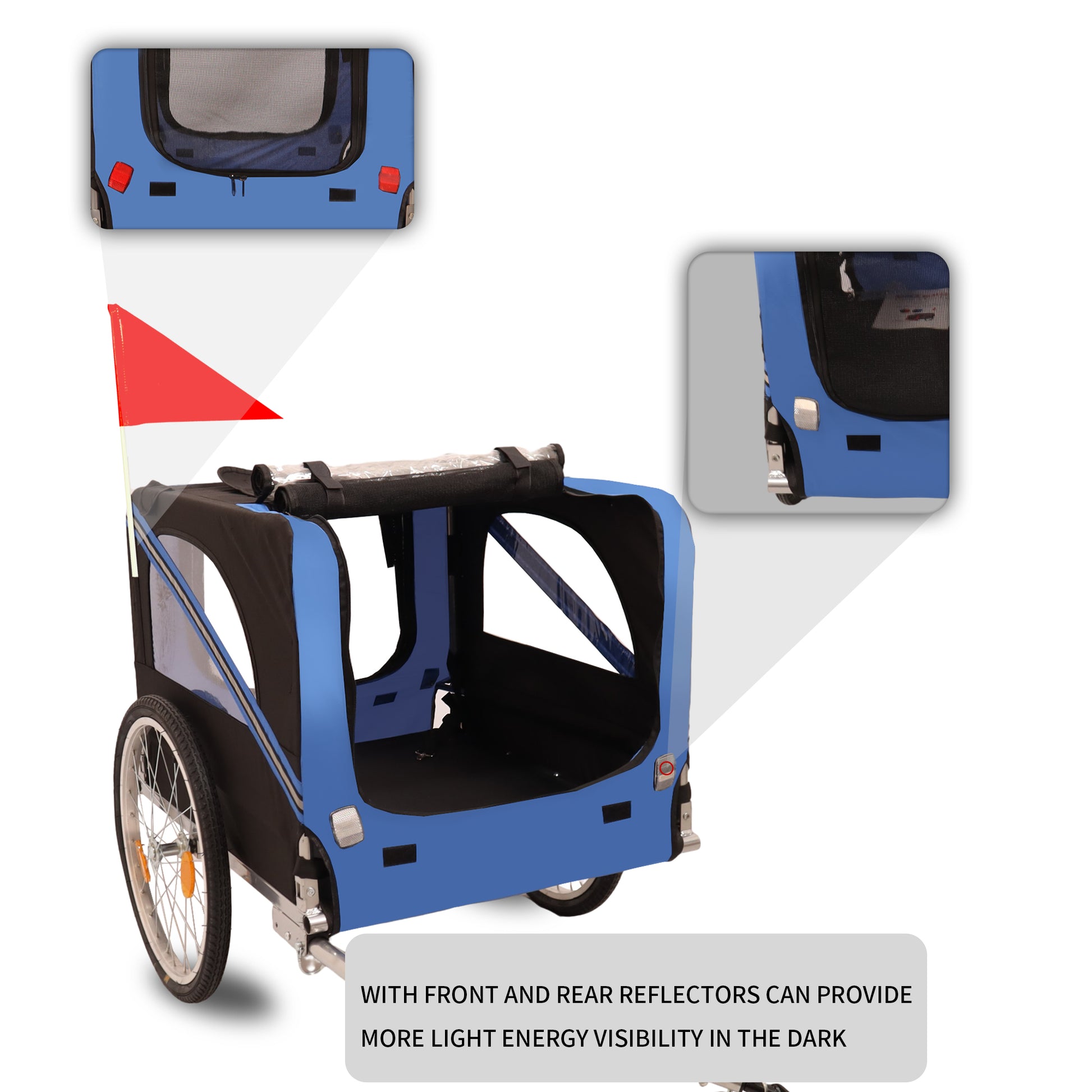 Outdoor Heavy Duty Foldable Utility Pet Stroller Dog Carriers Bicycle Trailer Black Blue Garden & Outdoor Fabric Steel