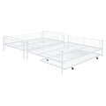 Full Xl Over Queen Metal Bunk Bed With Twin Size Trundle, White White Iron