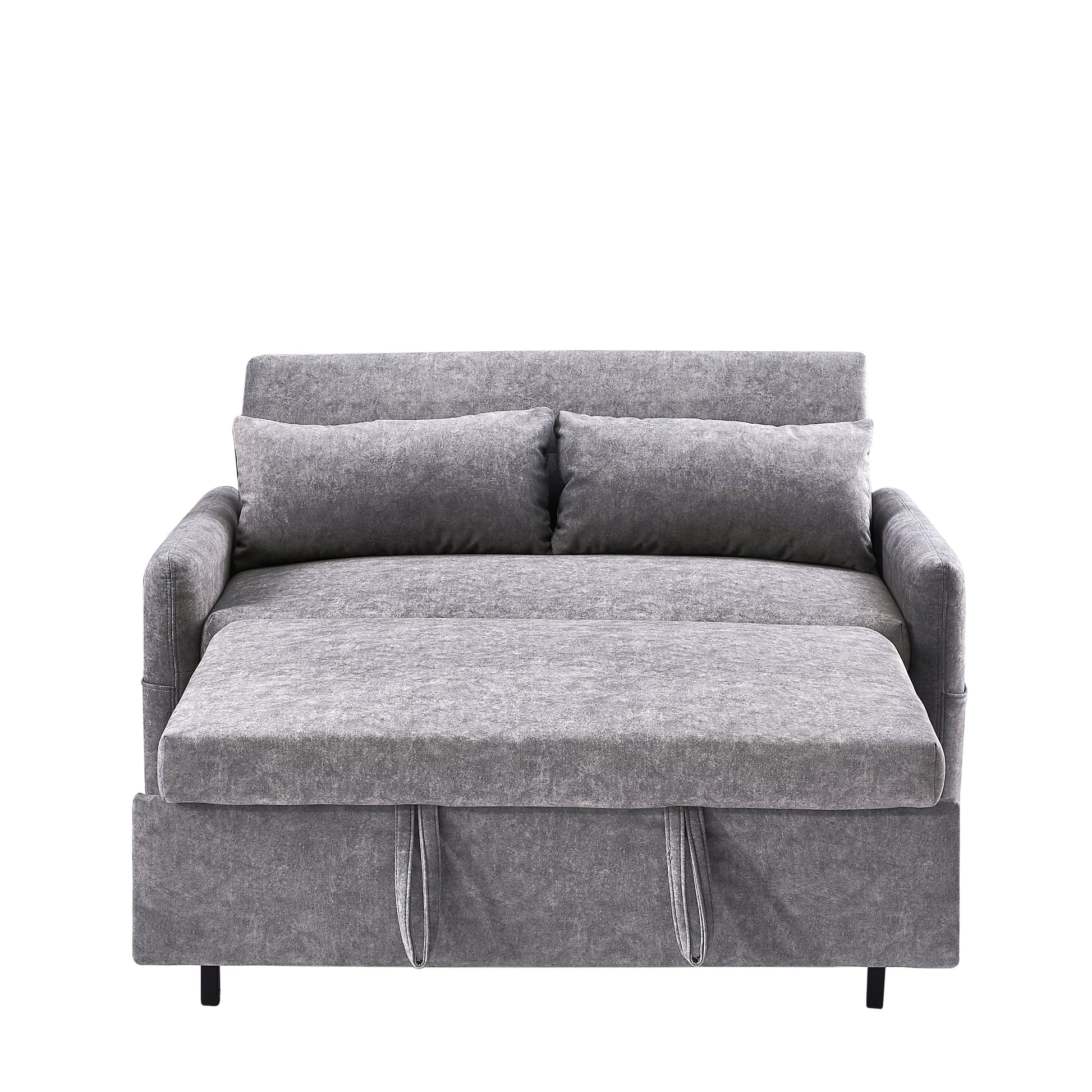 55.1" Pull Out Sleep Sofa Bed Loveseats Sofa Couch With Adjsutable Backrest, Storage Pockets, 2 Soft Pillows, Usb Ports For Living Room, Bedroom, Apartment, Office,Grey Old Sku:Wf315689Aae Grey Foam Microfiber 2 Seat