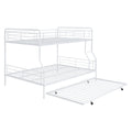 Full Xl Over Queen Metal Bunk Bed With Twin Size Trundle, White White Iron