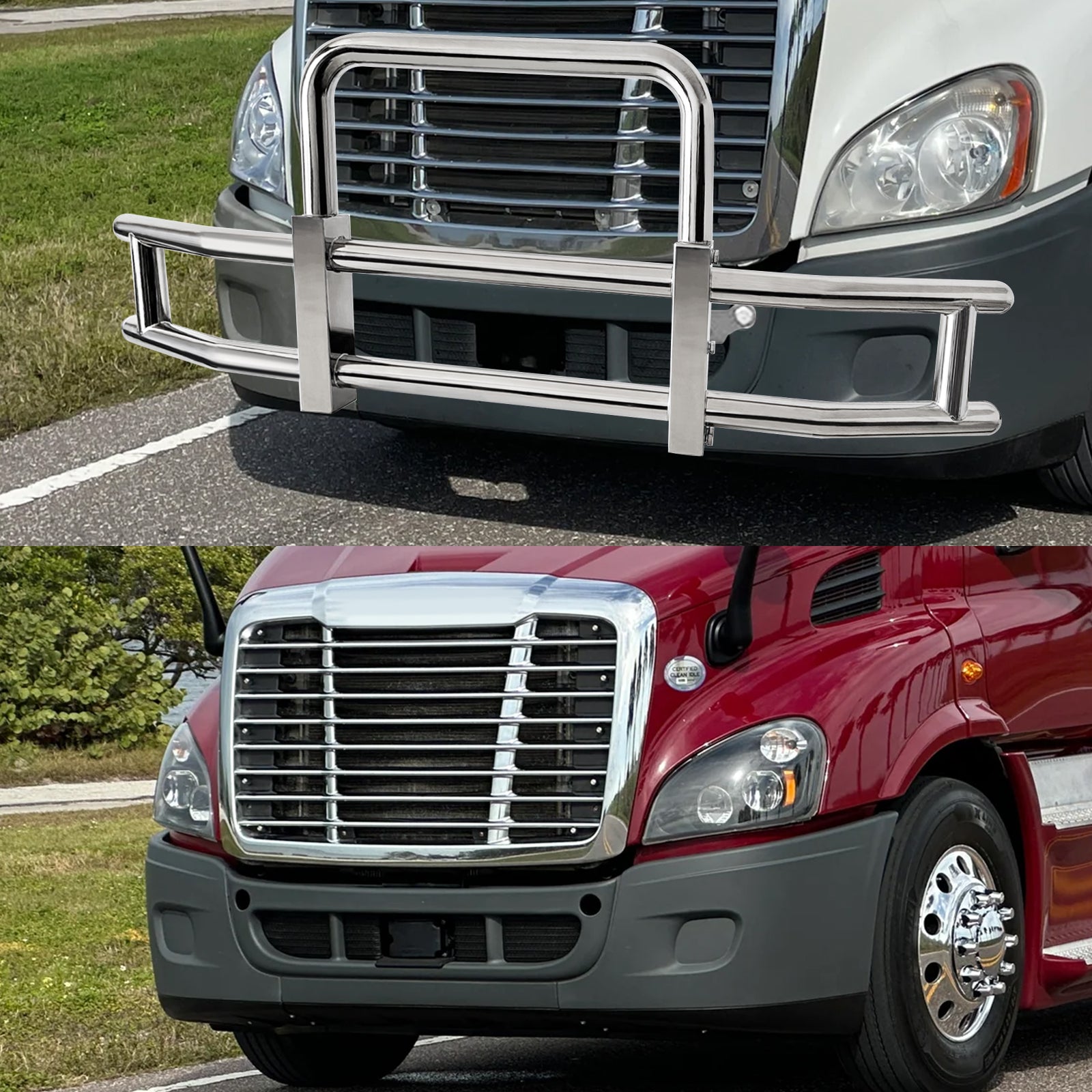 Deer Guard For Freightliner Cascadia 2008 2017 With Brackets Stainless Steel Chrome Stainless Steel