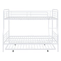 Full Xl Over Queen Metal Bunk Bed With Twin Size Trundle, White White Iron