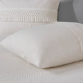 3 Piece Cotton Seersucker Comforter Set Ivory Cotton