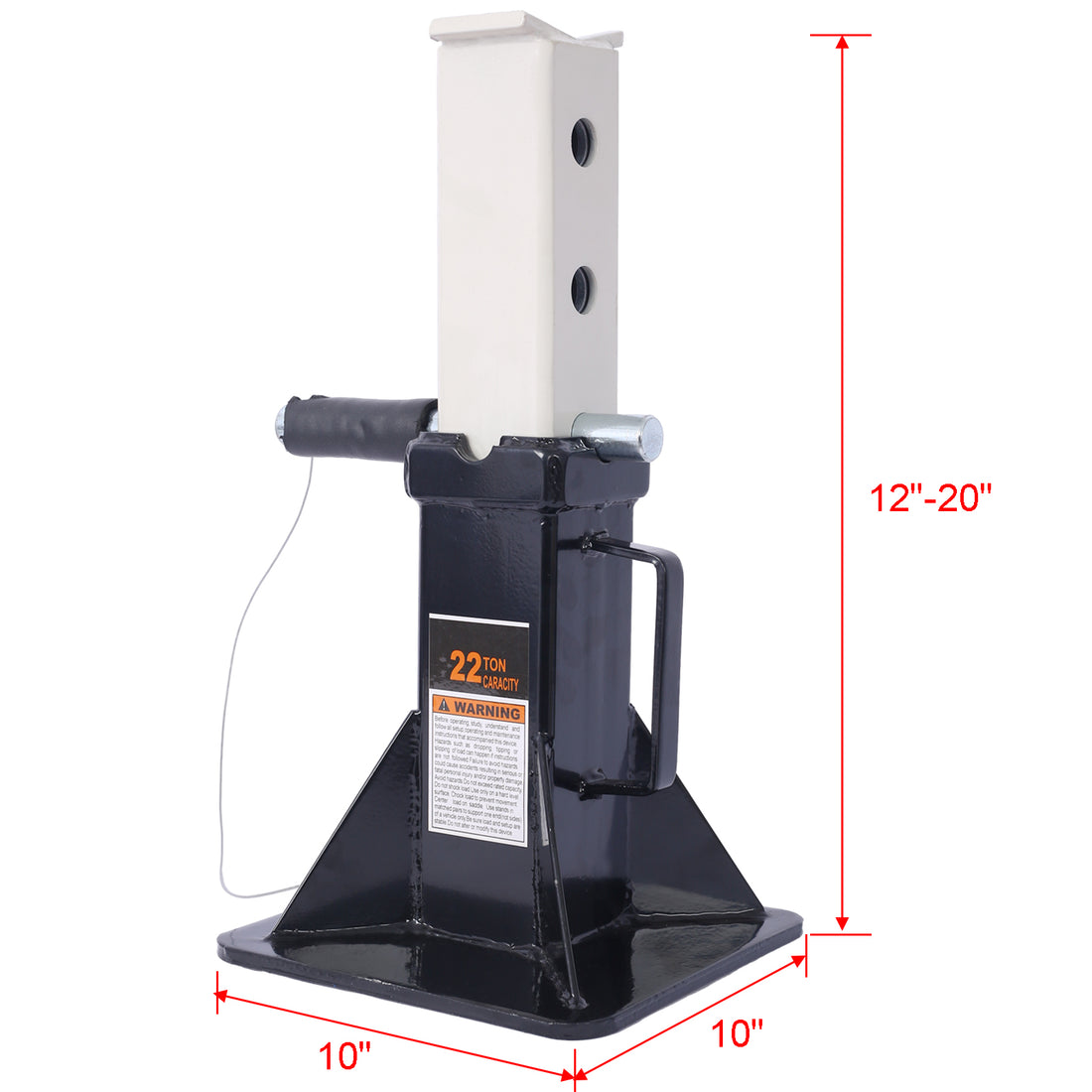 Heavy Duty Pin Type Professional Car Jack Stand With Lock, 22 Ton 44,000 Lb Capacity, Black, 1 Pair Black Steel