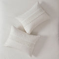 3 Piece Cotton Seersucker Comforter Set Ivory Cotton