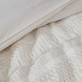 3 Piece Cotton Seersucker Comforter Set Ivory Cotton