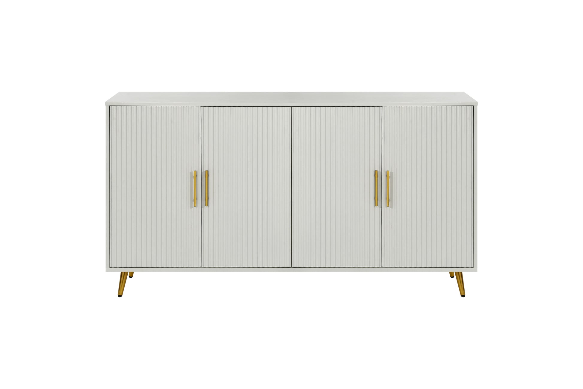 Wood Tv Stand With Storage Cabinet & Adjustable Shelves, Media Tv Console For Living Room Bedroom White Antique White Mdf