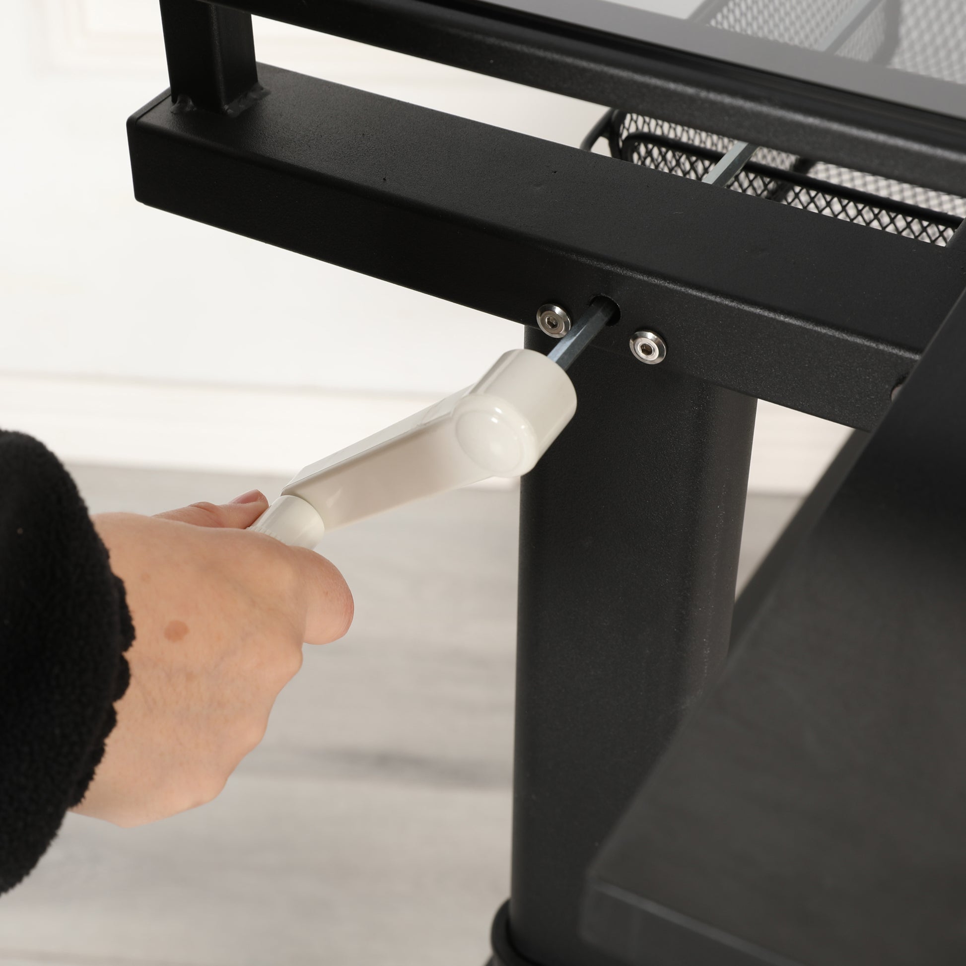 Hand Crank Adjustable Drafting Table Drawing Desk With 2 Metal Drawers Black With Stool Black Tempered Glass Sheet Metal Plastic