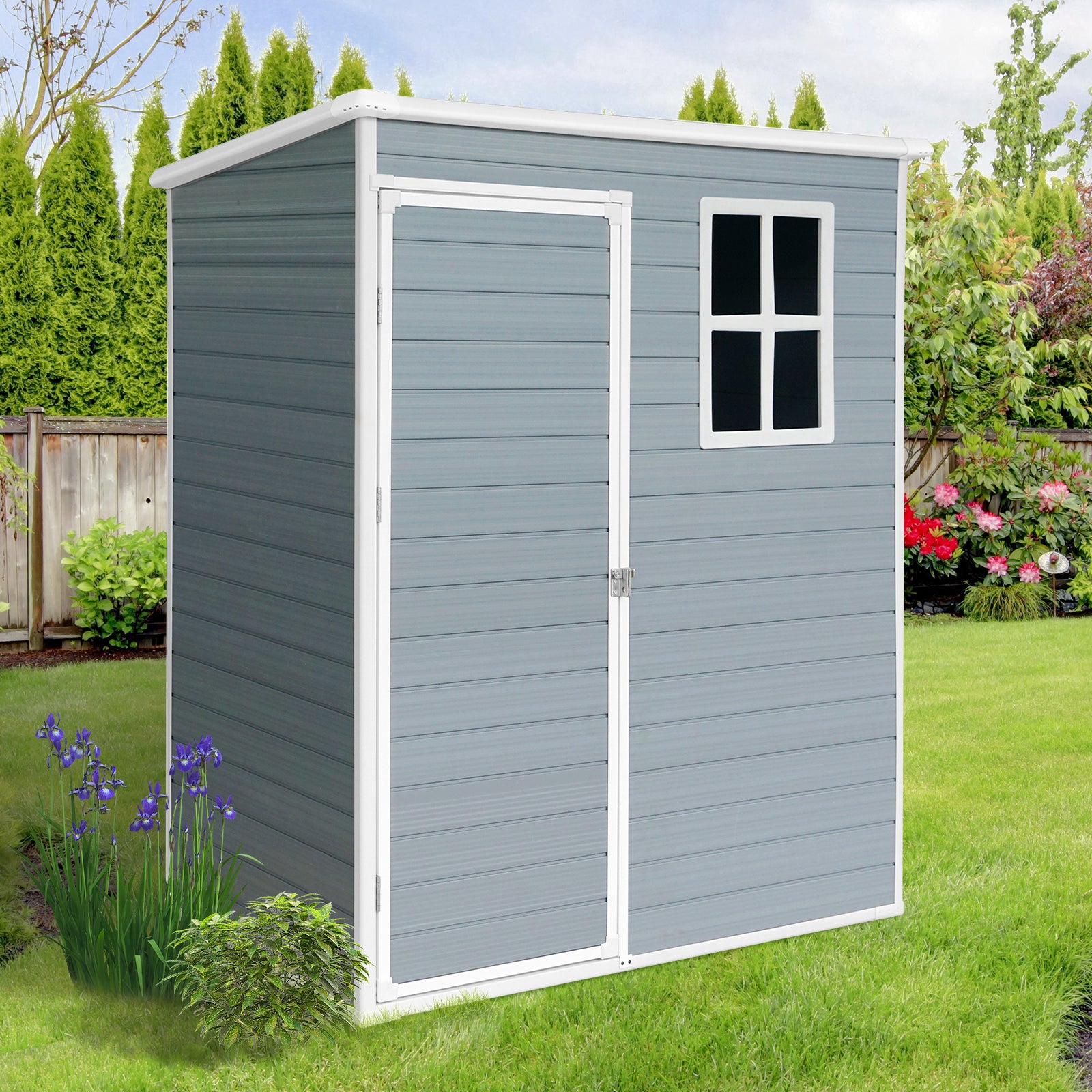 5X3Ft Resin Outdoor Storage Shed Kit Perfect To Store Patio Furniture,Grey Grey Plastic