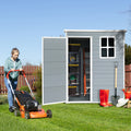 5X3Ft Resin Outdoor Storage Shed Kit Perfect To Store Patio Furniture,Grey Grey Plastic