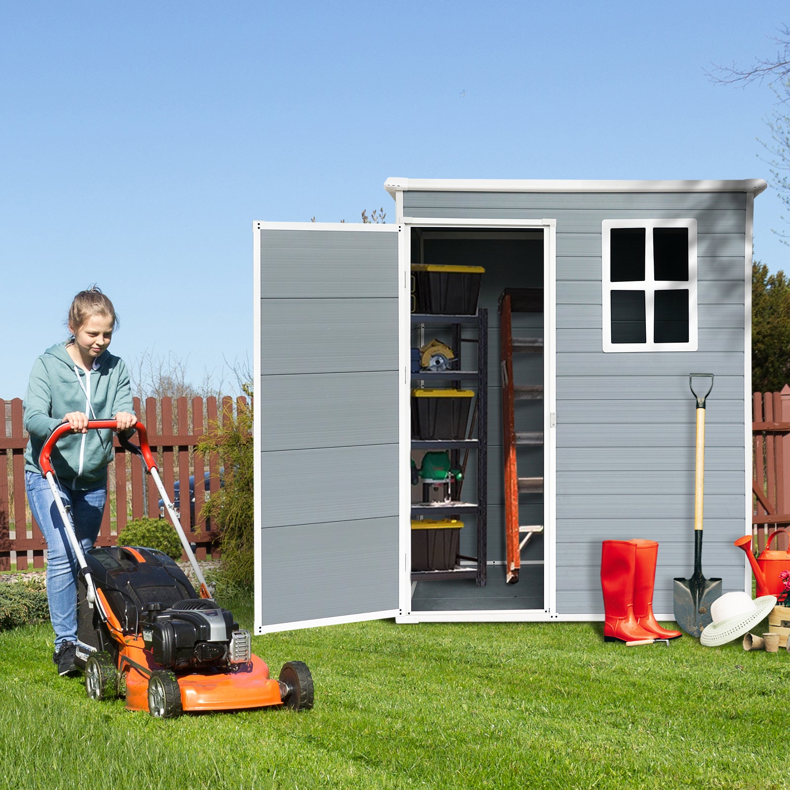5X3Ft Resin Outdoor Storage Shed Kit Perfect To Store Patio Furniture,Grey Grey Plastic