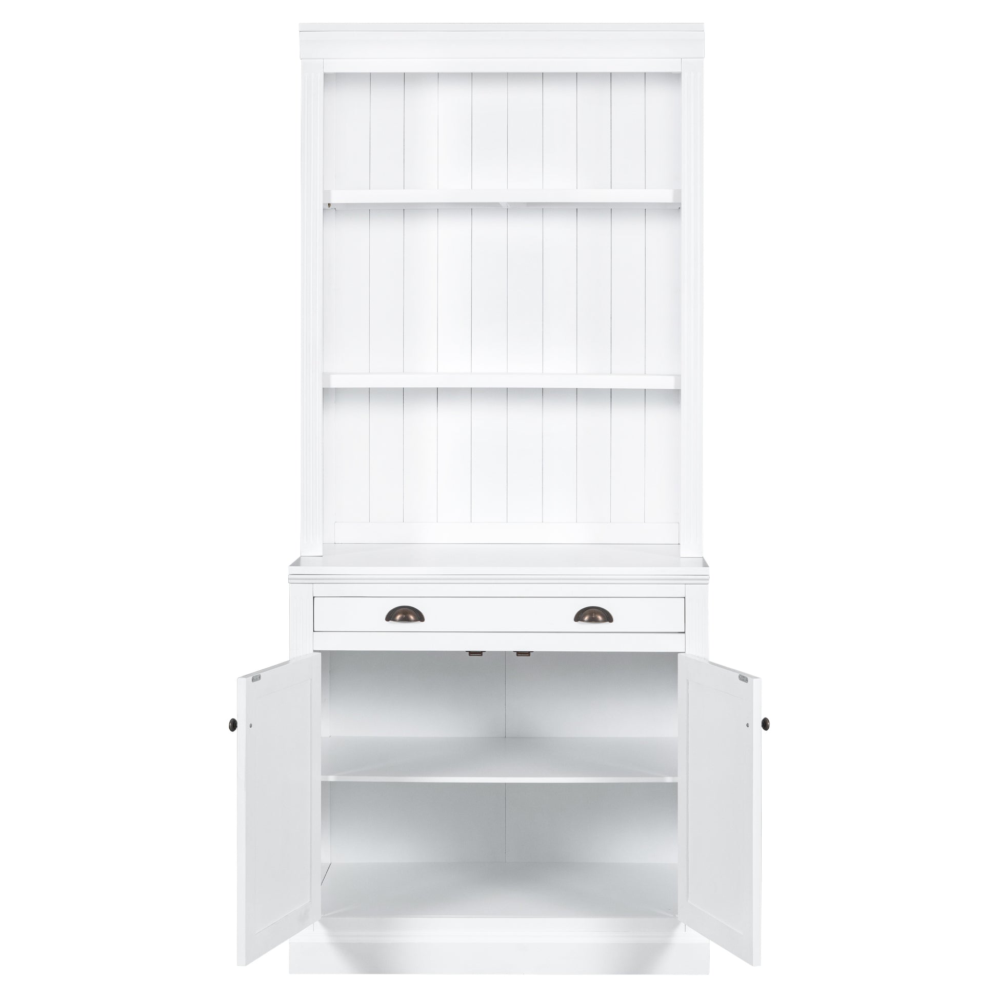 83.4"Tall Bookshelf With Two Corner Shelf Suite,Bookcase With 2 Doors And 1 Drawer,5 Tier Corner Shelf With Open Shelves,Free Standing Shelves Suite With Led Lighting For Living Room,Office,White