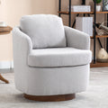 035 Boucle Fabric Swivel Accent Chair With Soild Wood Round Brown Base Leg,Light Gray Light Gray Brown Primary Living Space Modern Eucalyptus Foam Boucle