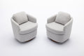 035 Boucle Fabric Swivel Accent Chair With Soild Wood Round Brown Base Leg,Light Gray Light Gray Brown Primary Living Space Modern Eucalyptus Foam Boucle