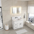 40*24 In Bathroom Vanity Mirrorsframed Dimmable Makeup Mirror For Wall, Backlit And Shatterproof, Anti Fog Horizontal Vertical Gun Ash Aluminium